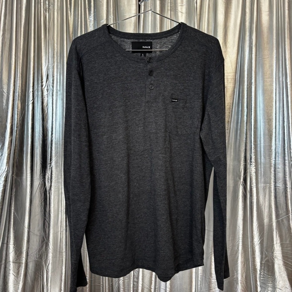Hurley Heather Charcoal Long Sleeve Henley Shirt